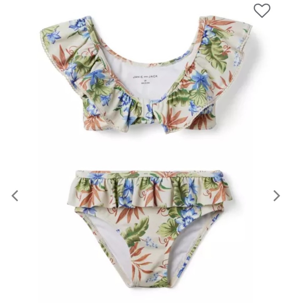 Janie and Jack Cream Tropical Floral Bikini New Without Tags